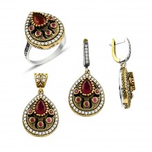 Gümüş Otantik Taşlı Set